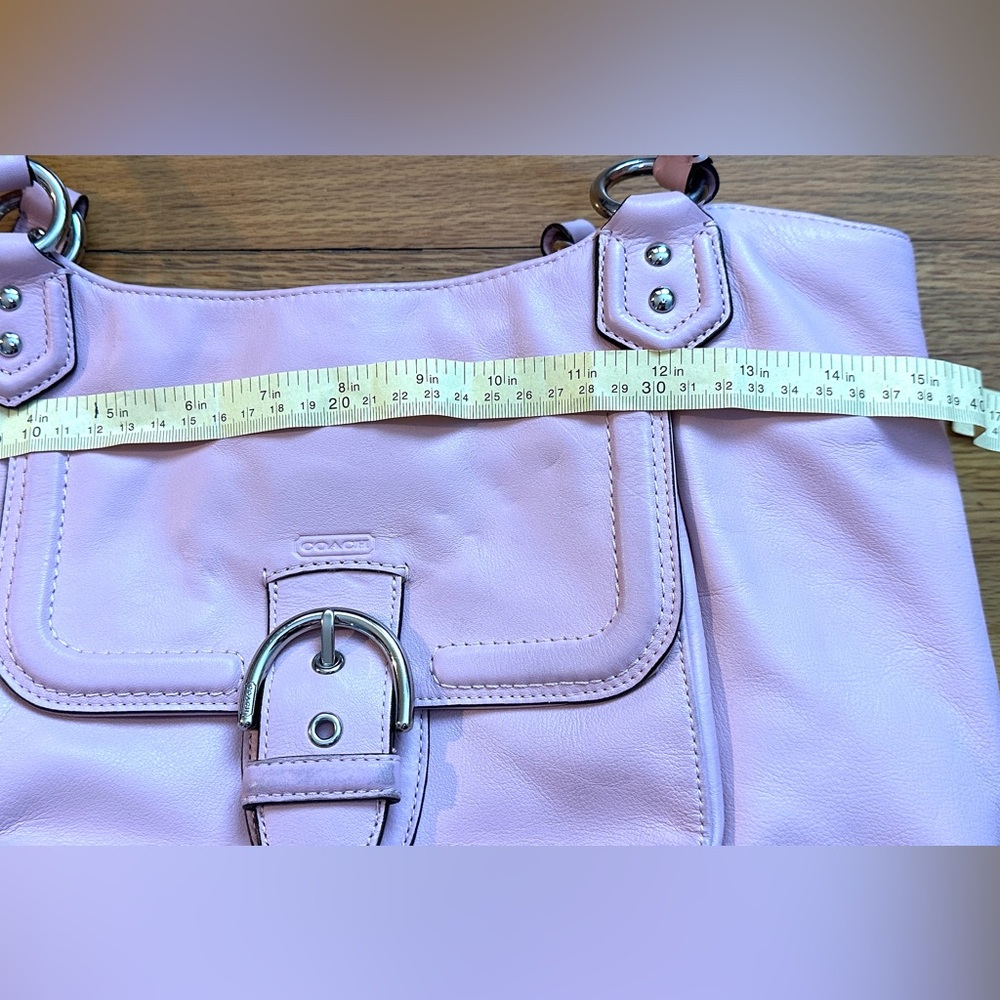 Coach Campbell Belle Carryall Leather shoulder bag in Pink Tulle w/ Front Buckle - Picture 10 of 11